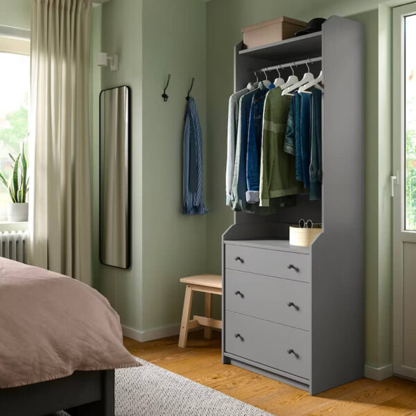 Hauga Open wardrobe with 3 drawers